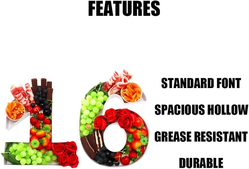 WENPACK 12" Fillable Cardboard Number Shaped Gift Grazing Charcuterie Board Paper Container (16) - Image 3